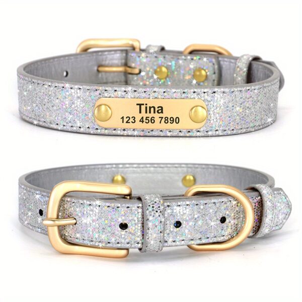 Bling Customized Dog Collar Anti-Lost Glitter ID Dog Collar Adjustable Pet Puppy Collar For Small Medium Dog Ji Doll Pug - Image 29