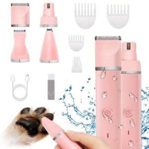 [600mAh Quiet Pet Grooming Kit] Quiet Pet Grooming Kit: Rechargeable Dog & Cat Hair Clippers with Low-Noise Paw Trimmer and Cordless Nail Grinder - USB Powered, 600mAh Battery