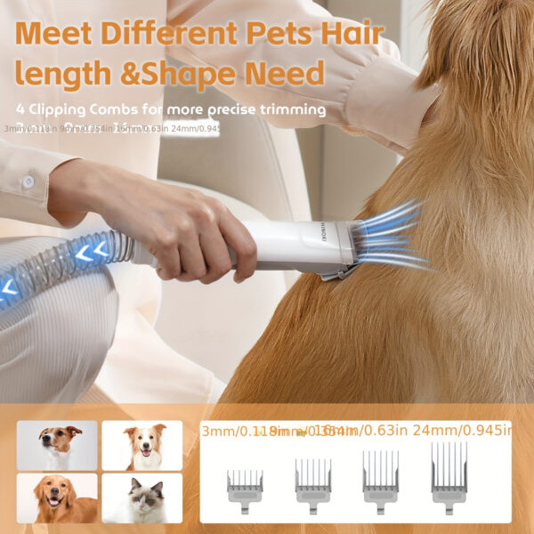 Pro pet Grooming kit Pet Grooming  Vacuum Picks Up 99% Pet Hair 7 Proven Grooming Tools 2.3L Capacity Pet Hair Dust Cup - Image 4