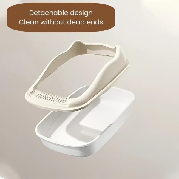 1pc Cat Litter Box, Oversized Semi Enclosed Cat Toilet, Anti Sand Small Kitten Litter Box - Image 8