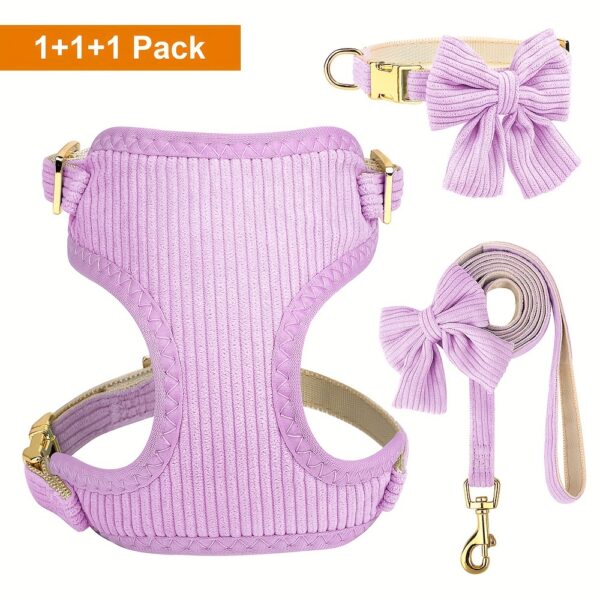 Soft Breathable Dog Collar Harness Leash Set Bowknot Pet Vest Harnesses Adjustable Pet Collars Leads For Small Medium Dogs - Image 8