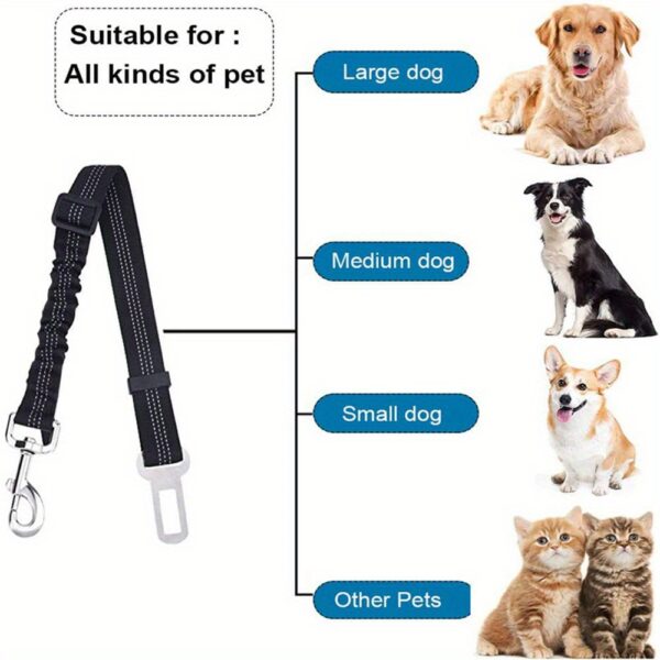 Durable Nylon Dog Seat Belt - Adjustable Car Safety Harness with Leash for Secure Travel - Image 22