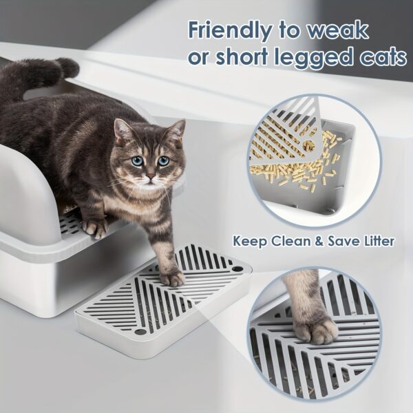 Extra Large Stainless Steel Cat Litter Enclosure - Secure, Spill-Proof Design for Big Cats - High-Walled, Non-Sticky & Anti-Leakage Metal Pan with Odor Control, Effortless Cleaning - Image 3