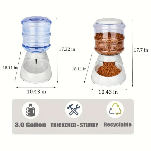 A Set Of Automatic Pet Feeders And Drinkers - High Capacity, Gravity Supply, Battery-free Plastic Feeding And Drinking Stations For Cats And Dogs - Image 4