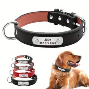 Custom Engraved Dog Collar with Personalized ID Tag - Durable Padded Pet Collar for Small, Medium & Large Dogs - Solid Pattern, Adjustable Fit, Secure Metal Hardware, Personalized Pet Accessory | Stylish Dog Collar | Durable Band, Personalized Dog Collar