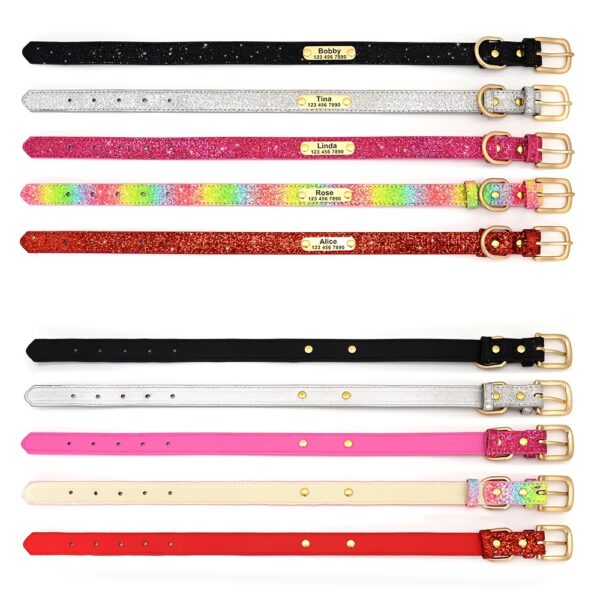 Bling Customized Dog Collar Anti-Lost Glitter ID Dog Collar Adjustable Pet Puppy Collar For Small Medium Dog Ji Doll Pug - Image 12