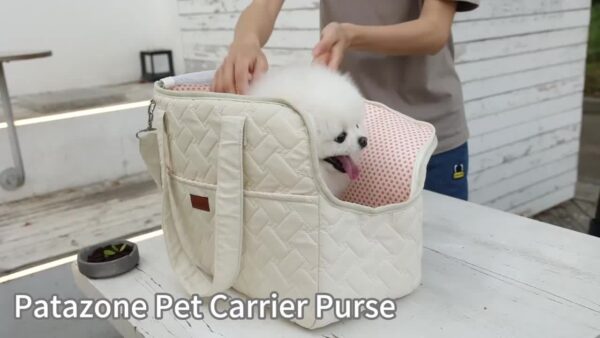 Portable Canvas Dog Carrier Bag - Breathable, Large Capacity Pet Tote with Shoulder Strap for Small to Medium Breeds - Available in Beige, Gray, Pink - Image 15