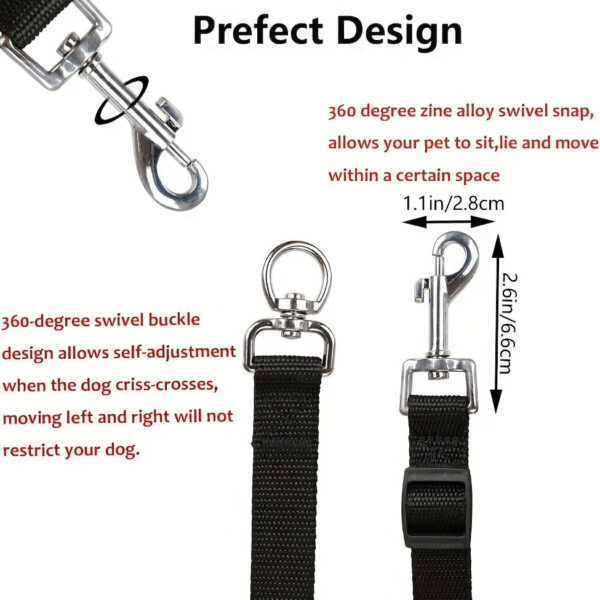 3-Way Dog Leash | Adjustable Nylon Seat Belt for Car Travel, Hiking & Camping | No-Pull Design with Comfort Grip Handle | Multi-Color Options | Secure Clip Attachment for Safe Outdoor Walks, Car Safety Gear | Comfortable Grip Leash | Durable Nylon Leash - Image 8