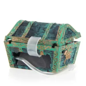 2025 New Treasure Chest Shaped Aquarium Air Action Ornament Fish Tank Aquascaping Decor