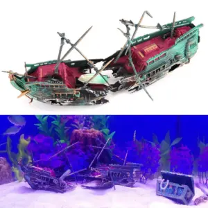 Künstliche Aquarium Ornament Luft aerobe Gerät Dekor Split Schiffs wrack Segelboot versenkt Schiff Aquarium Aquarium Dekoration