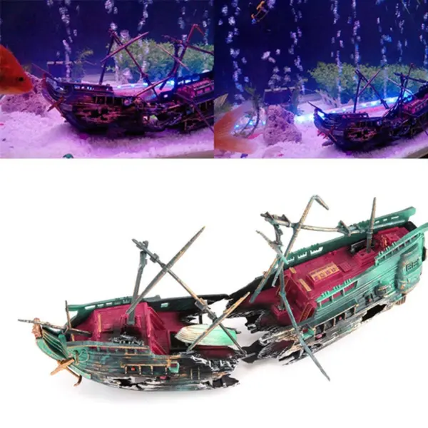 Künstliche Aquarium Ornament Luft aerobe Gerät Dekor Split Schiffs wrack Segelboot versenkt Schiff Aquarium Aquarium Dekoration - Image 2
