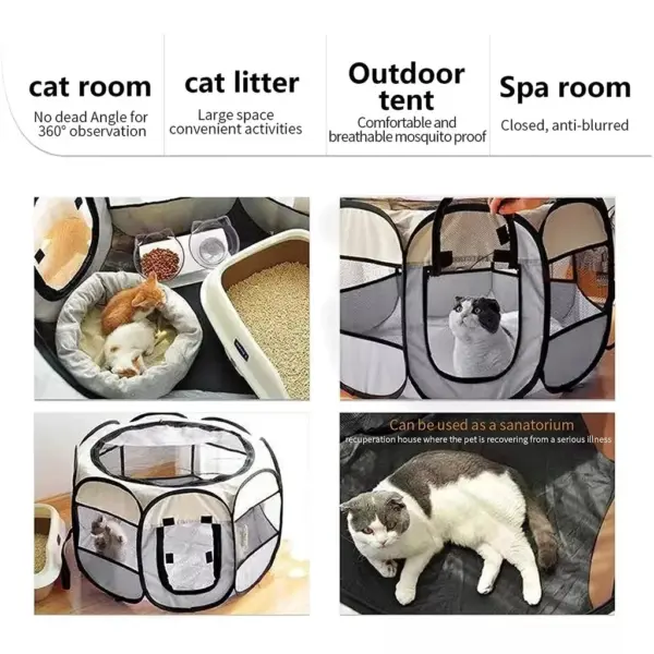 Tragbares, faltbares Katzenzelt, Katzenhaus, tragbar, zusammenklappbar, für Outdoor-Reisen, Haustierzelt, Katzen-/Hundekäfig, einfache Bedienung, große Katzen-/Hundezäune - Image 3