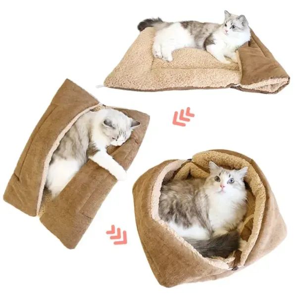 Katzen betten für den Winter warmes Zubehör Kätzchen häuser Hunde bett Korb matte Dinge Kissen Haus Welpen waren Haustier bedarf - Image 11
