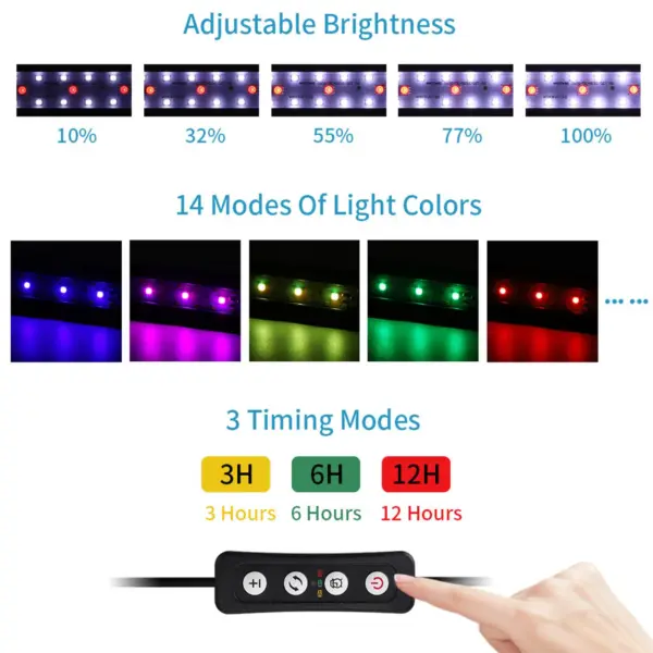 Aquarium Led mit Timer Lichter Für Aquarium Volle Spektrum Aquarium Licht LED Lampe für Wasser Pflanzen USB Aquatische Lampe Licht - Image 3