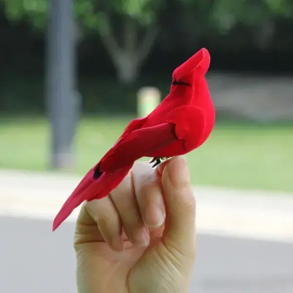 Hot 2pcs Simulation Feather Birds with Clips for Garden Lawn Tree Decor Handicraft Red Birds Figurines Home Decoration - Image 3