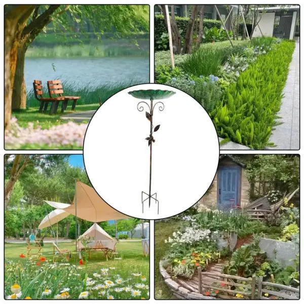 Bird Bath Bowl Patio Birdfeeder Metal Standing Birdbath Bowl Decorations Frost-proof Height Adjustable For Backyard Deck Balcony - Image 10