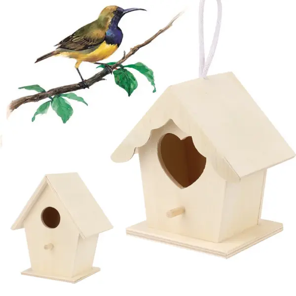 Wooden Mini Bird Cage Outdoor Hanging Birdhouse Box Garden Bird Cages Home Yard Decoration Bird Products Wooden Bird Parrot Nest - Image 7