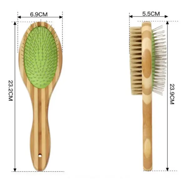 Dog Brush Bamboo Dogs Comb Double-sided Dogs Hair Brush Pet Grooming Massage Comb Stainless Steel Dog Hair Remover Pet Supplies - Image 6
