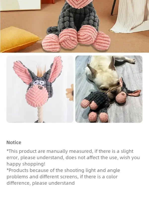 Hund klingendes Spielzeug Backenzahn Training dekomprimieren interaktive biss feste Esel Form Plüschtiere Haustier zubehör - Image 14