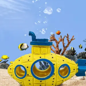 Aquarium Fish Tank Decoration Cave House Hideout Breeding Hatchery Incubator Landscape Ornament With Sunken Submarine