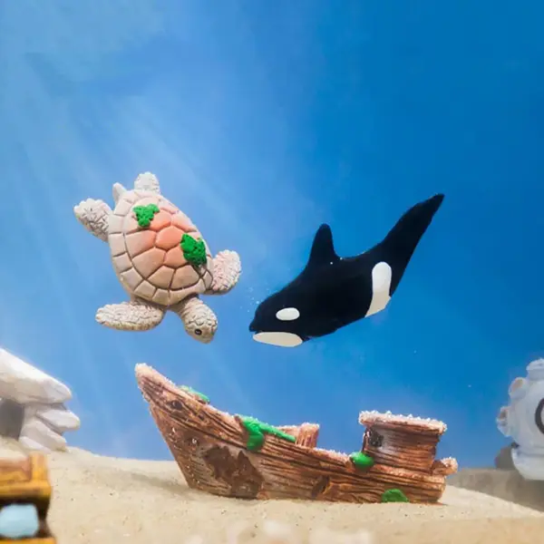 Mini Cute Whale Shark Turtle Aquarium For DIY Fish Tank Micro Landscape Simulated Submarine World Animals Home Desktop Ornament - Image 4