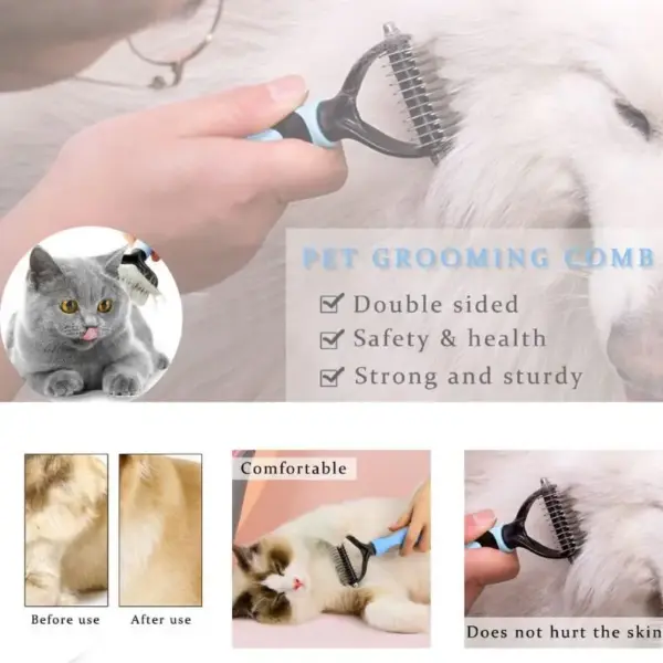 Dog Deshedding Brush Professional Pet Shedding Brush for Dogs Cats Fur Knot Cutter Double sided Pet Grooming Clean Comb - Image 19