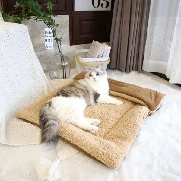 Katzen betten für den Winter warmes Zubehör Kätzchen häuser Hunde bett Korb matte Dinge Kissen Haus Welpen waren Haustier bedarf - Image 4