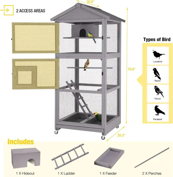Bird Cages Outdoor Bird Aviary Indoor Parakeet Cage With Perch For Birds - Image 3
