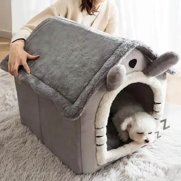 Verdicktes Haustier warmes Haus Katze und Hundehütte Winter warm universell für alle Jahreszeiten abnehmbar und wasch bar niedlich neu bequem - Image 16