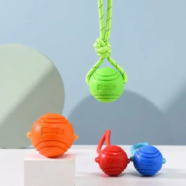 Hundeball-Spielzeug, federnde Gummiball, Kauspielzeug, Haustier-Hunde-Spielzeugball mit Schnur, interaktives Spielzeug für große Hunde, Welpen-Spiele, Spielzeug - Image 2