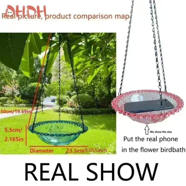 New Bird Flower Shaped Hanging Bird Feeder Birdbath For Garden Yard Farm Supplies Hummingbird Feeder Supplies Birdbath Bird Bath - Image 3