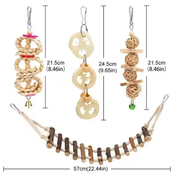 8PCS Bird Toy Set Chew Proof Bird Supplies Small Bird Toys Cloud Ladder Swing Parrot Toys Cage Accessories - Image 6
