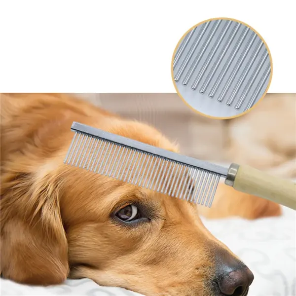 Hundepflegeausrüstung, Tierhaarentferner, Katzenhaarkamm, Pflege mit Holzgriff, Katzenkamm, glattes Haar, Hundebürste, Hundezubehör - Image 11