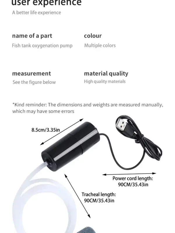 Tragbare USB-Aquarium-Luftpumpe: Mini-Oxygenator für Aquarien und Wasserzubehör - Image 13