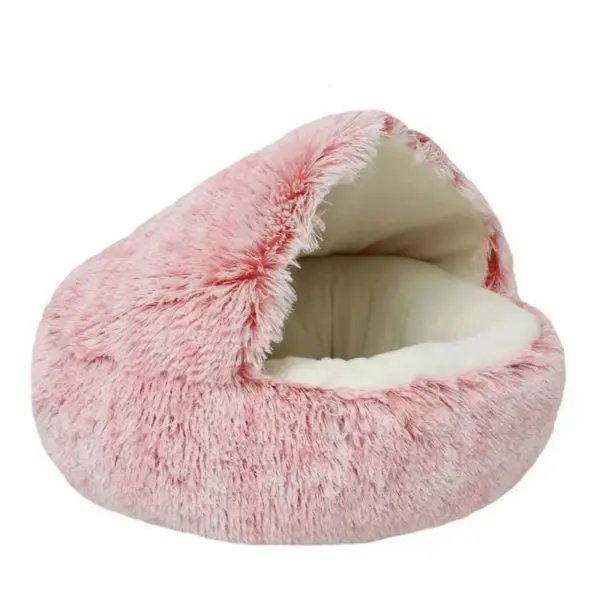 Katzen- und Hundebett, Haustiermatratze, zum Schlafen, warmes, weiches Plüsch-Haustierbett mit Bezug, runde Nesthöhle für kleine Hunde, Kätzchen - Image 7