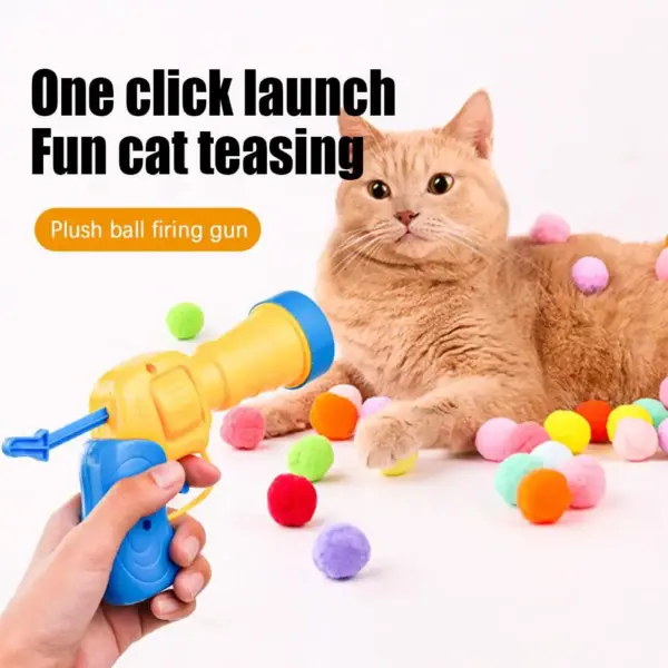 Katzen spielzeug interaktives Start trainings spielzeug für Haustier Kätzchen kreative Mini-Schieß waffen spiele Stretch Plüsch ballspiel zeug Haustier bedarf - Image 4