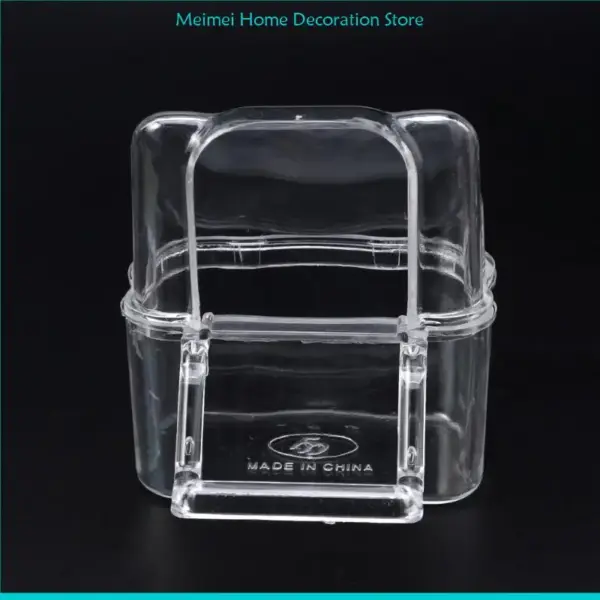 H7BF Bird Feeder with Perch Clear Acrylic Dispenser for Lovebird Canary - Image 3
