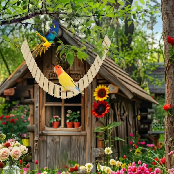 Bird Swings Weatherproof Wooden Bird Stand Heavy Duty Enrichment Toys Boredom-Relief Chicken Coop Accessories For Rooster Parrot