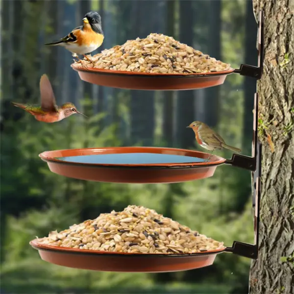 Tree Wall Mounted Bird Tray for Feeder and Bath With Heavy Duty Iron Ring Multifunctional Bird Feeding Trays for Garden Balcony - Image 5