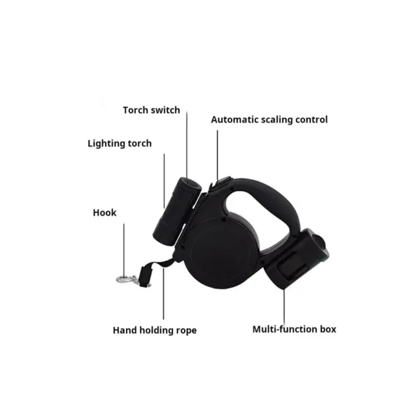 LED Retractable Dog Leash - 5M Telescopic Lead with Poop Bag Dispenser, ABS+Chrome Hook for Pets Less than 20KG,Night Safety - Image 3