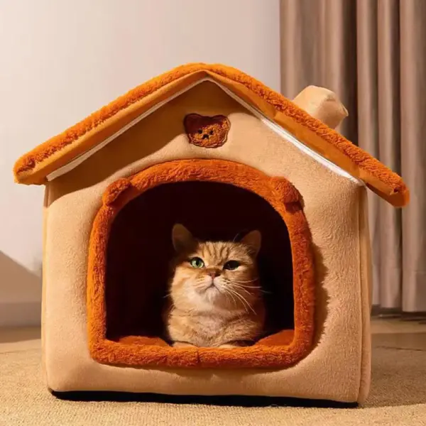 Verdicktes Haustier warmes Haus Katze und Hundehütte Winter warm universell für alle Jahreszeiten abnehmbar und wasch bar niedlich neu bequem - Image 5