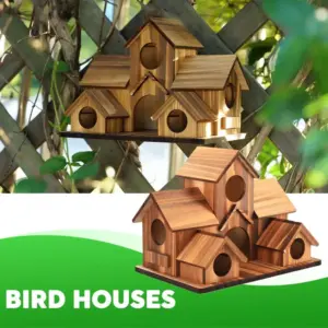 Bird House Room Wood Families Bluebird Finch Hanging Birdhouse For Garden Waterproof And Wear-resistant Pet Supplies