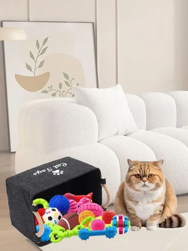 Filz Haustier Spielzeug Box Katze und Hund Spielzeug Lagerung Box Haustier Box Spielzeug Lagerung Box, geeignet für Die Organisation Von Haustier Liefert Kragen Zubehör - Image 9