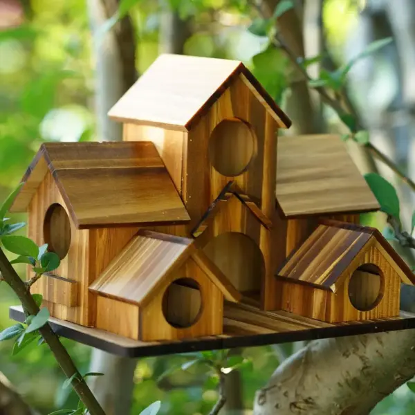 Bird House Room Wood Families Bluebird Finch Hanging Birdhouse For Garden Waterproof And Wear-resistant Pet Supplies - Image 7