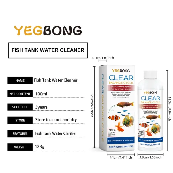 Aquarium clarifier; clean aquarium stains and sludge, clear water control algal growth - Image 7