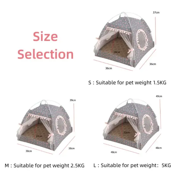 Katzenbett, faltbar, Katzenzelt, Hundebett, Kätzchen, Hundekorb, Betten, niedliche Katzenhäuser, Heimkissen, Haustierhütte, Produkte, süße Prinzessin - Image 7
