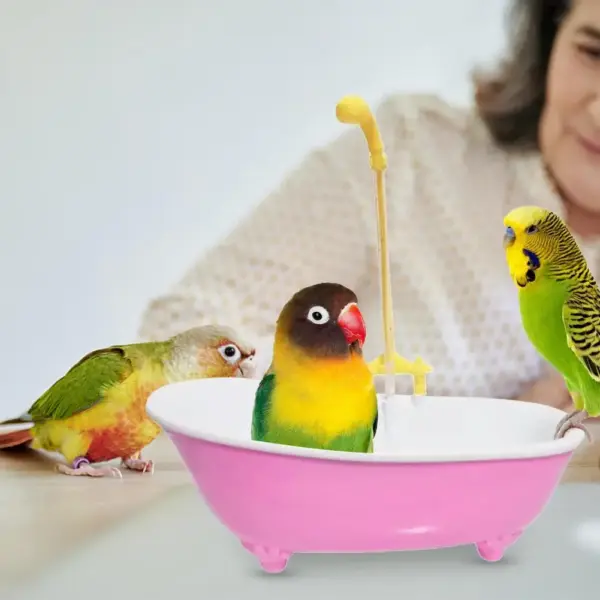 Parrot Automatic IntelligentBath Bird Shower Bathtub Supplies Blue Cute Plastic Cage AccessoriesHousehold Accessory Bird Bath - Image 2