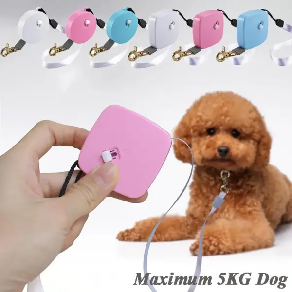 Retractable Dog Leash 2m Length Mini Pocketable with Adjustable Metal Carabiner for S/M Size Puppy and Kitty Pet Automatic Leash - Image 5