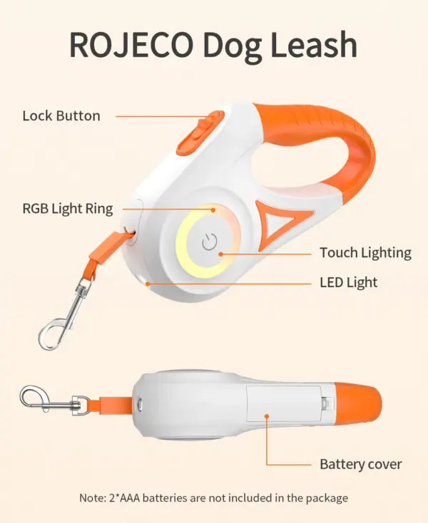 ROJECO 5M Retractable Dog Leash Automatic LED Light Luminous Roulette Leash Rope For Dogs Adjustable Pets Dog Walk Running Leads - Image 20