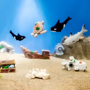 Mini Cute Whale Shark Turtle Aquarium For DIY Fish Tank Micro Landscape Simulated Submarine World Animals Home Desktop Ornament